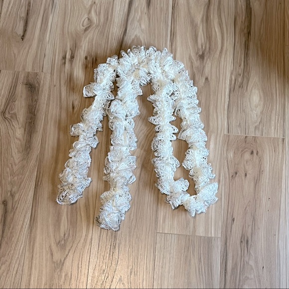 New Handmade Crochet Multi-Colored Sequined Champagne Color Scarf 62” Long - Picture 2 of 11